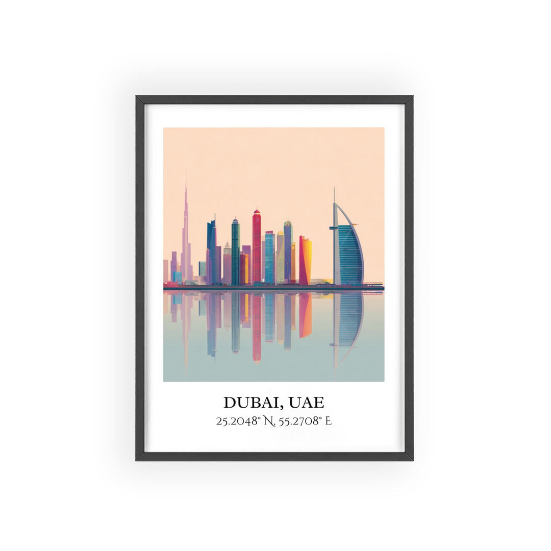 Dubai Art, Dubai UAE Retro Travel Art, Dubai Home Decor, United Arab Emirates Gift, Dubai UAE Travel Art, Duabi Print, Housewarming Gift