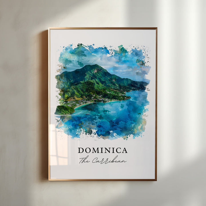 Dominica Wall Art, Dominica Caribbean Print, Dominica Island Watercolor, Dominica Gift,