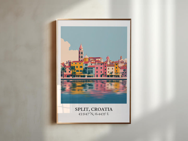 Split Croatia Art, Split Retro Travel Art, Croatia Home Decor, Split Croatia Gift, Croatian Travel Art, Travel Prints, Housewarming Gift