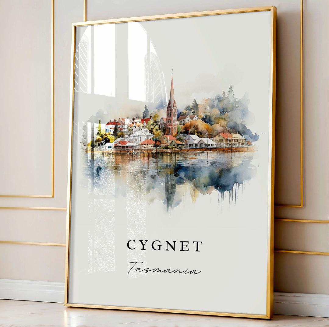 Cygnet Australia wall art - Tasmania Australia, Cygnet poster print, Cygnet Wedding gift, Birthday present, Custom Text, Perfect Gift