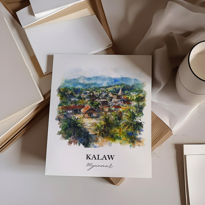 Kalaw Wall Art, Shan State Myanmar Print, Myanmar Watercolor Art, Kalaw Gift, Travel Print, Travel Poster, Housewarming Gift