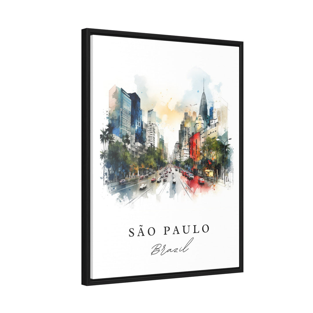 São Paulo traditional travel art - Brazil, São Paulo poster, Wedding gift, Birthday present, Custom Text, Personalized Gift