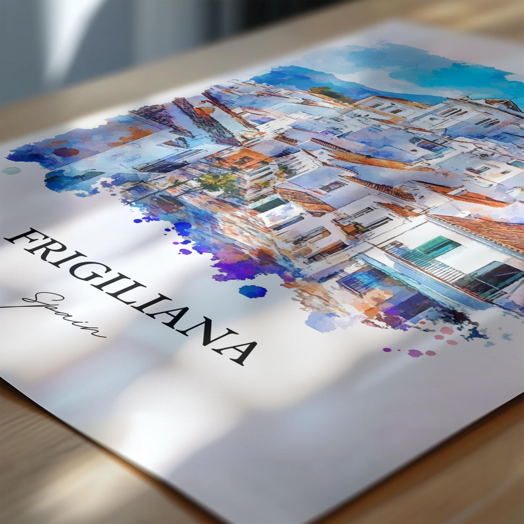 Frigiliana Wall Art, Southern Spain Print, Spain Watercolor Art, Frigiliana Gift, Travel Print, Travel Poster, Housewarming Gift