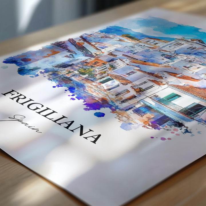 Frigiliana Wall Art, Southern Spain Print, Spain Watercolor Art, Frigiliana Gift, Travel Print, Travel Poster, Housewarming Gift