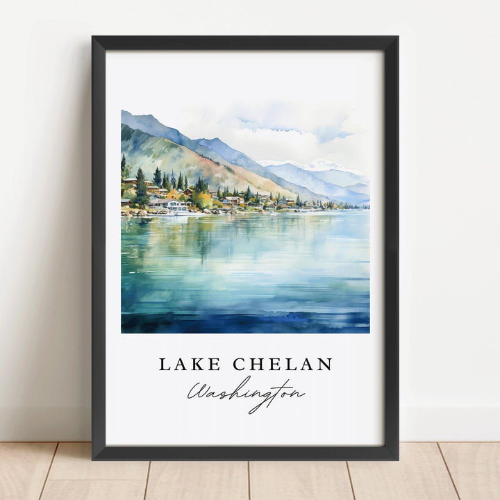 Lake Chelan Washington wall art - Washington, Lake Chelan poster, Lake Chelan Wedding gift, Birthday present, Custom Text, Personalized Gift