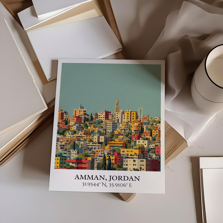 Amman Jordan Art, Amman Retro Travel Art, Amman Home Decor, Amman Jordan Gift, Jordan Travel Art, Travel Prints, Housewarming Gift