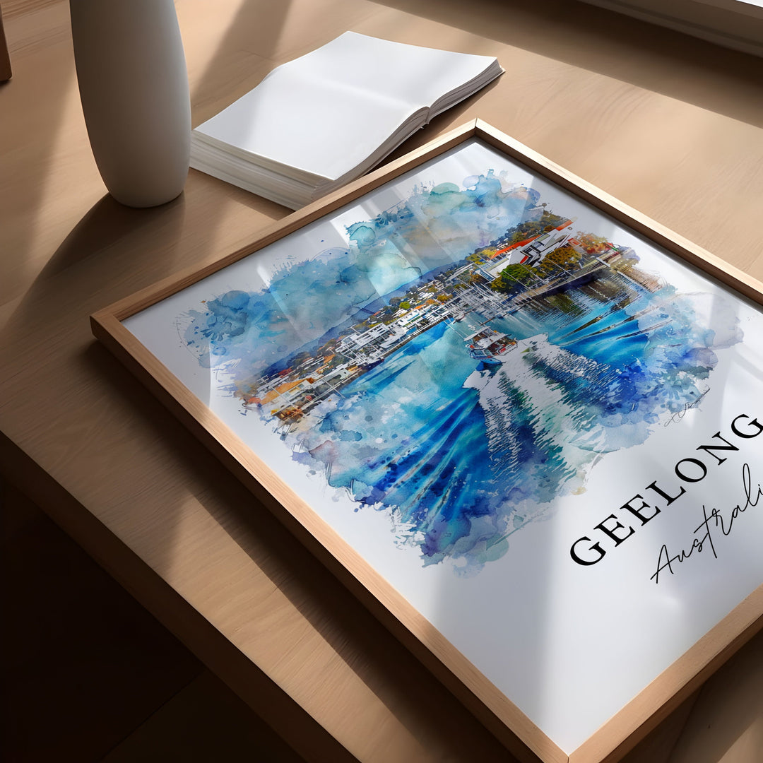 Geelong Australia Wall Art, Geelong Print, Geelong Watercolor, Geelong Australia Gift,