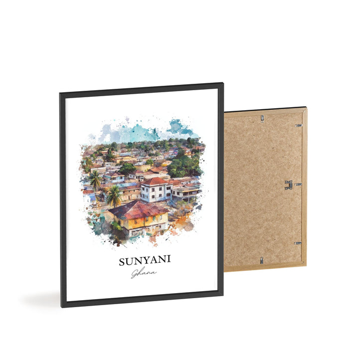 Sunyani Ghana Wall Art, Ghana Print, Ghana Watercolor Art, Sunyani Ghana Gift, Travel Print, Travel Poster, Housewarming Gift