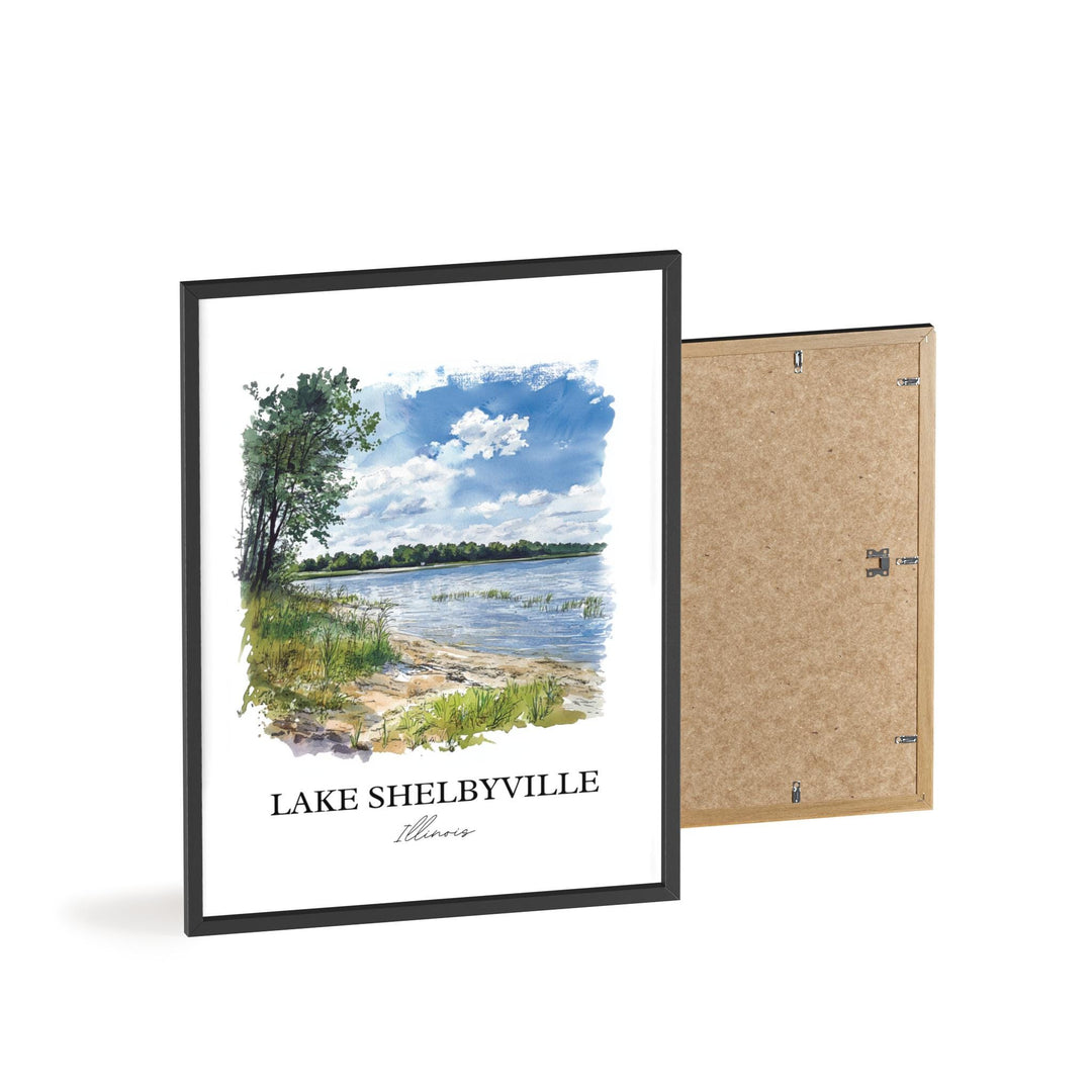 Lake Shelbyville Wall Art, Shelby County Print, Illinois Watercolor, Lake Shelbyville Gift, Travel Print, Travel Poster, Housewarming Gift