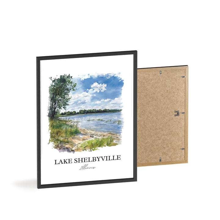 Lake Shelbyville Wall Art, Shelby County Print, Illinois Watercolor, Lake Shelbyville Gift, Travel Print, Travel Poster, Housewarming Gift