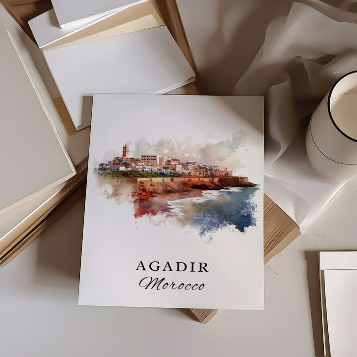 Agadir Morocco wall art - Morocco, Agadir poster, Agadir Cityscape Wedding gift, Birthday present, Custom Text, Personalized Gift