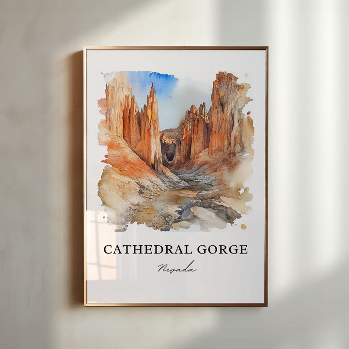 Cathedral Gorge, Nevada, USA – Watercolor Art Print