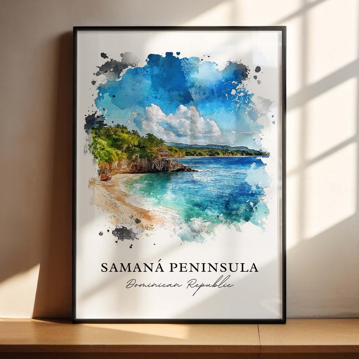 Samana DR Wall Art, Samana Peninsula Print, Dominican Republic Watercolor Art, Samana Gift,