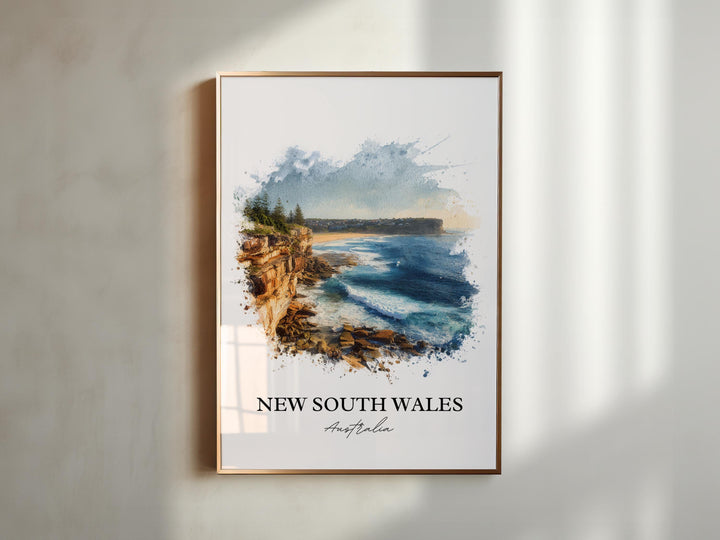 New South Wales Wall Art, Australia Print, Australia Watercolor Art, New South Wales Gift, Travel Print, Travel Poster, Housewarming Gift