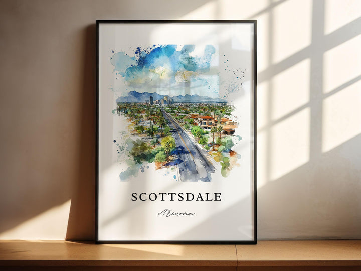 Scottsdale AZ Wall Art, Scottsdale Print, Scottsdale Watercolor Art, Scottsdale Arizona Gift,