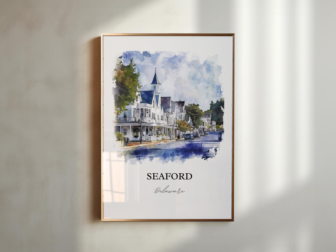 Seaford, Delaware, USA – Watercolor Art Print of Nanticoke River