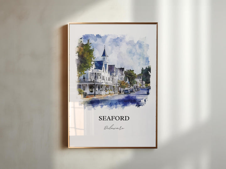 Seaford, Delaware, USA – Watercolor Art Print of Nanticoke River