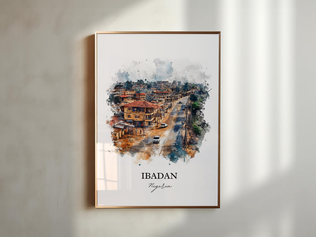 Ibadan Nigeria Wall Art, Ibadan Print, Nigeria Watercolor Art, Ibadan Nigeria Gift, Travel Print, Travel Poster, Housewarming Gift