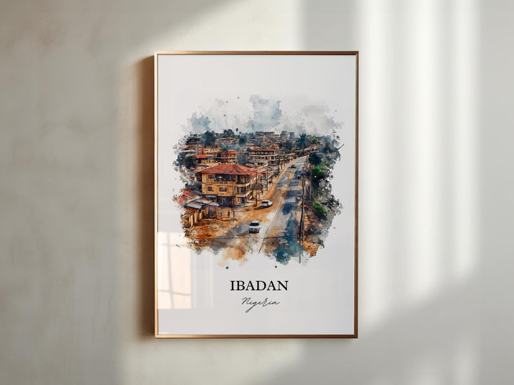 Ibadan Nigeria Wall Art, Ibadan Print, Nigeria Watercolor Art, Ibadan Nigeria Gift, Travel Print, Travel Poster, Housewarming Gift