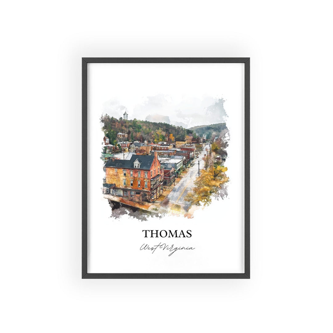 Thomas WV Wall Art, Tucker County WV Print, West Virginia Watercolor Art, Thomas WV Gift, Travel Print, Travel Poster, Housewarming Gift