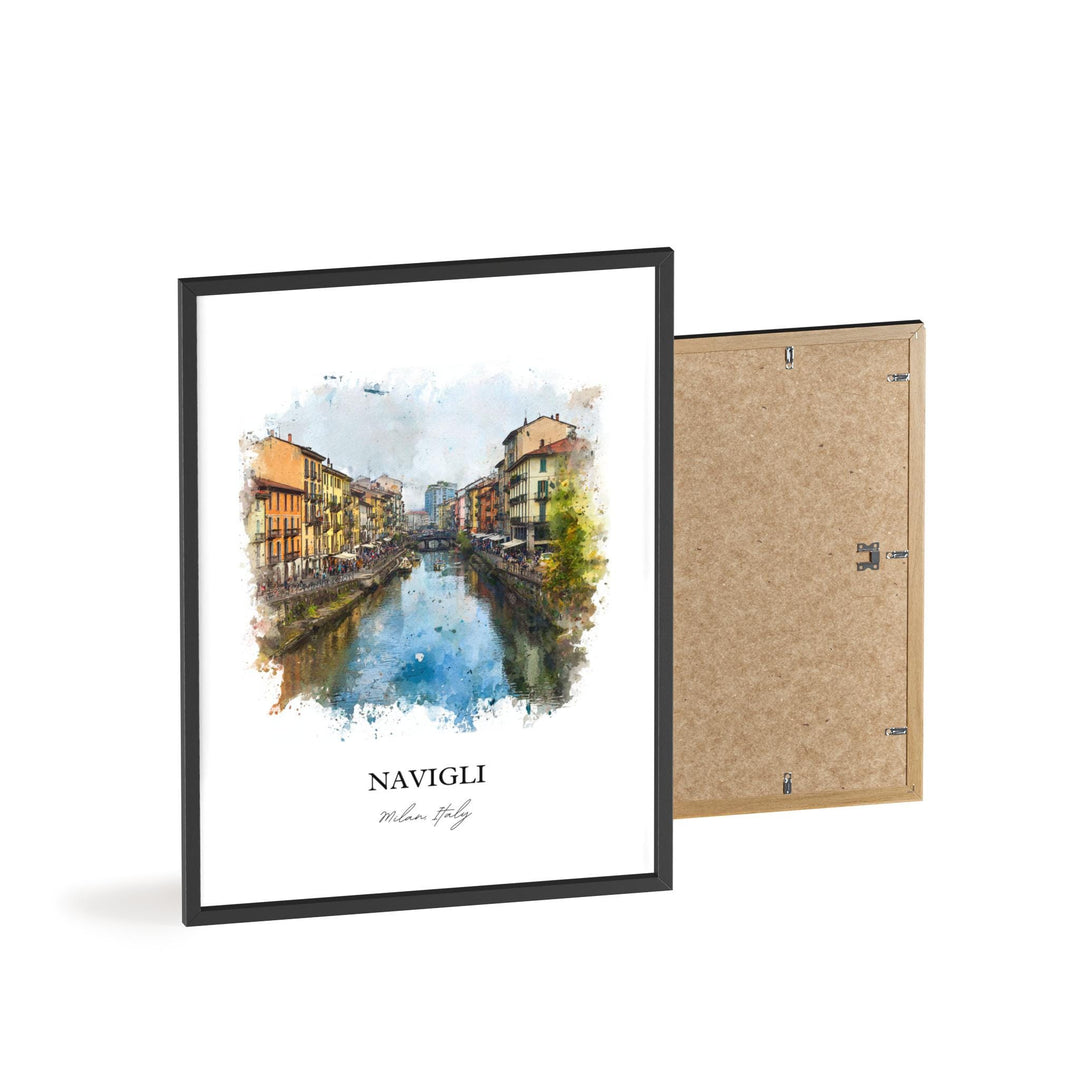 Navigli, Milan Italy – Watercolor Art Print