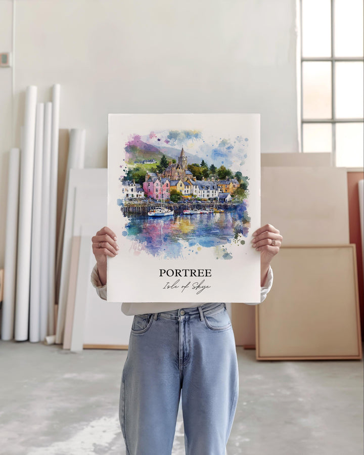 Portree, Isle of Skye, Scotland – Watercolor Art Print