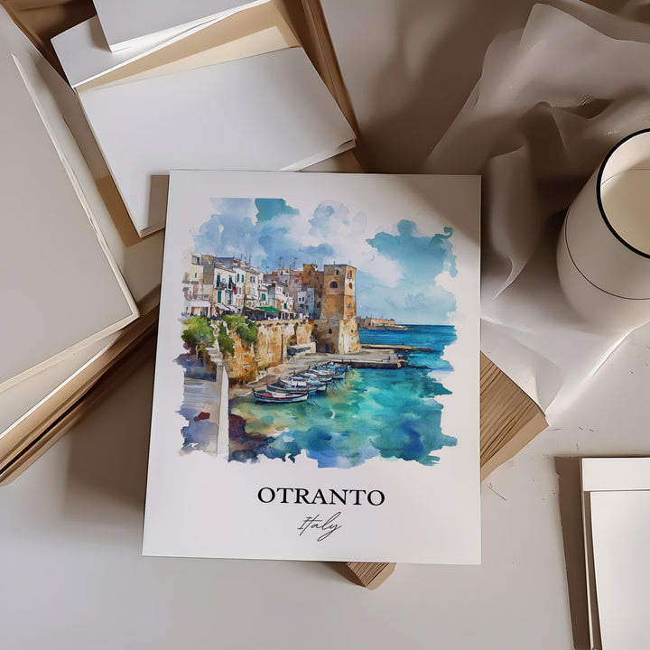 Otranto Wall Art, Apulia Region Print, Italy Watercolor Art, Otranto Italy Gift, Travel Print, Travel Poster, Housewarming Gift