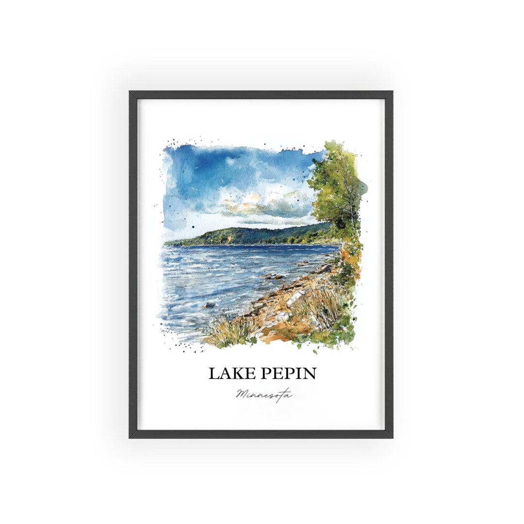 Lake Pepin MN Wall Art, Lake Pepin Print, Minnesota Watercolor Art, Lake Pepin Gift, Travel Print, Travel Poster, Housewarming Gift