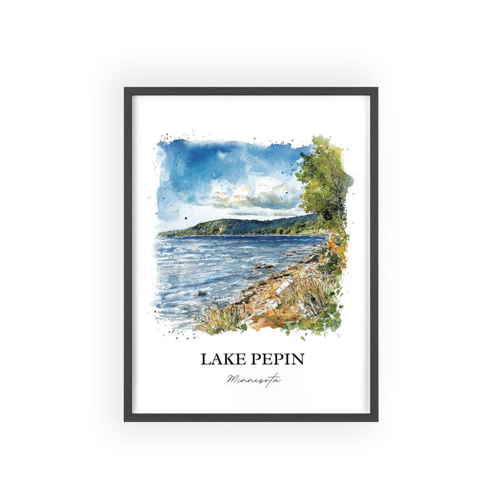 Lake Pepin MN Wall Art, Lake Pepin Print, Minnesota Watercolor Art, Lake Pepin Gift, Travel Print, Travel Poster, Housewarming Gift