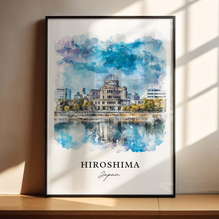 Hiroshima Wall Art, Hiroshima Print, Hiroshima Watercolor Art, Hiroshima Japan Gift,