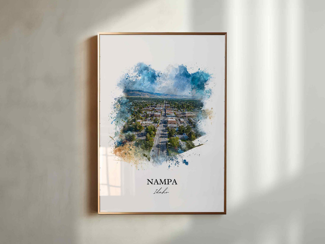 Nampa Idaho Wall Art, Nampa Print, Idaho Watercolor Art, Nampa Idaho Gift, Travel Print, Travel Poster, Housewarming Gift