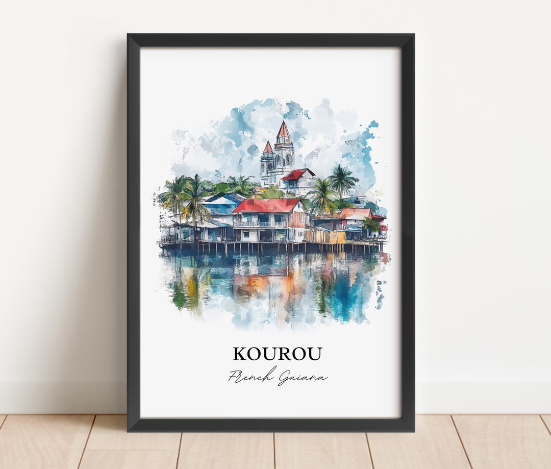 Kourou Wall Art, Kourou French Guina Print, French Guina Watercolor Art, French Guinea Gift, Travel Print, Travel Poster, Housewarming Gift