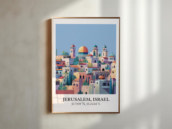 Jerusalem Art, Jerusalem Retro Travel Art, Jerusalem Home Decor, Jerusalem Gift, Israel Travel Art, Travel Prints, Housewarming Gift