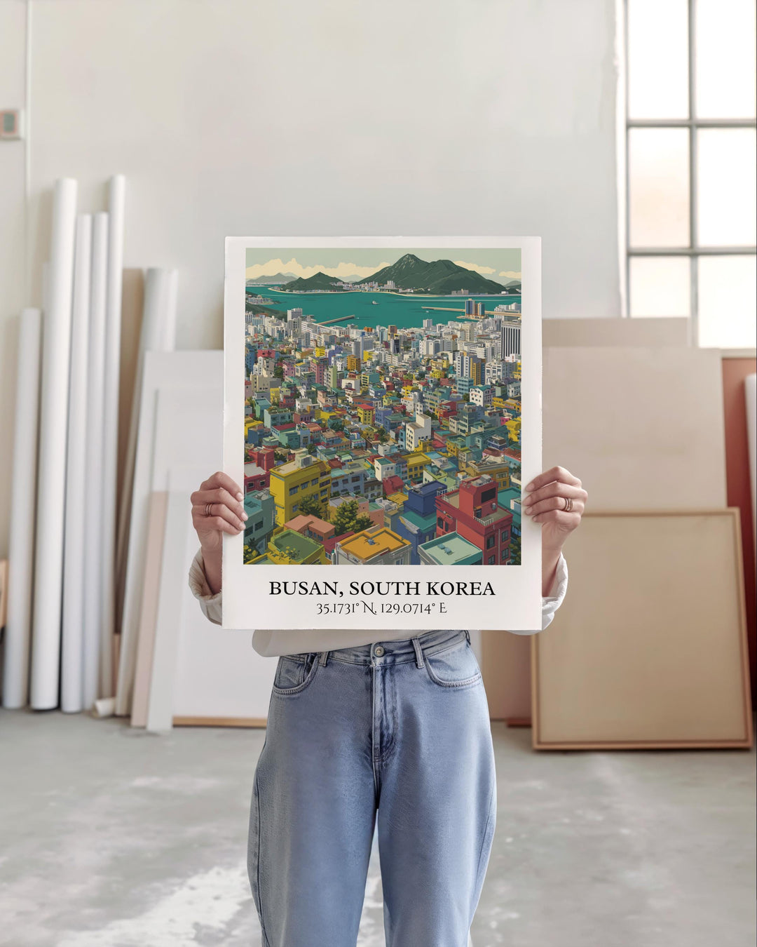 Busan South Korea Art, South Korea Retro Travel Art, Busan Home Decor, Busan Gift, South Korea Travel Art, Travel Prints, Housewarming Gift