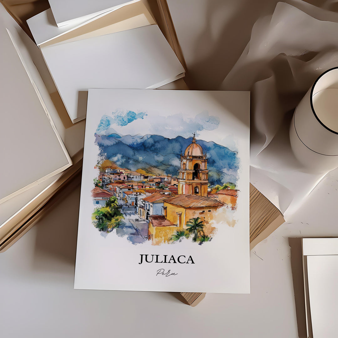 Juliaca Peru Wall Art, Juliaca Print, Peru Watercolor Art, Juliaca Peru Gift, Travel Print, Travel Poster, Housewarming Gift