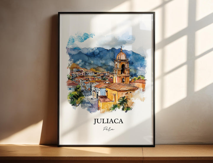 Juliaca Peru Wall Art, Juliaca Print, Peru Watercolor Art, Juliaca Peru Gift, Travel Print, Travel Poster, Housewarming Gift