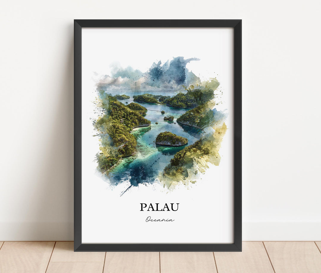 Palau Wall Art, Palau Print, Palau Watercolor Art, Palau Islands Gift, Travel Print, Travel Poster, Housewarming Gift