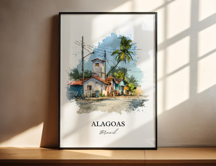 Alagoas Wall Art, Alagoas Print, Alagoas Brazil Watercolor Art, Brazil Gift, Brazil Travel Print, Travel Poster, Housewarming Gift