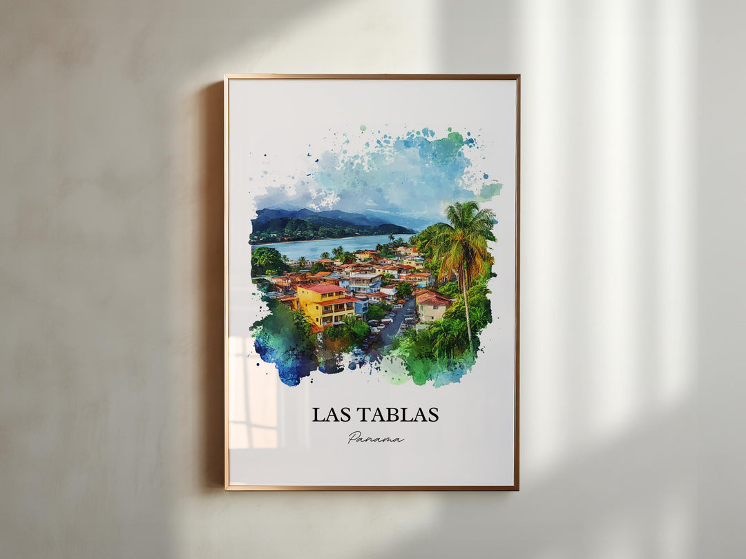 Las Tablas Wall Art, Azuero Peninsula Print, Panama Watercolor Art, Las Tablas Panama Gift, Travel Print, Travel Poster, Housewarming Gift