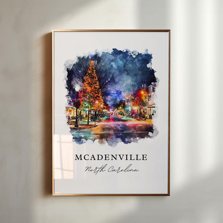 Mcadenville NC Wall Art, Mcadenville Print, Mcadenville Watercolor Art, Gaston County Gift,