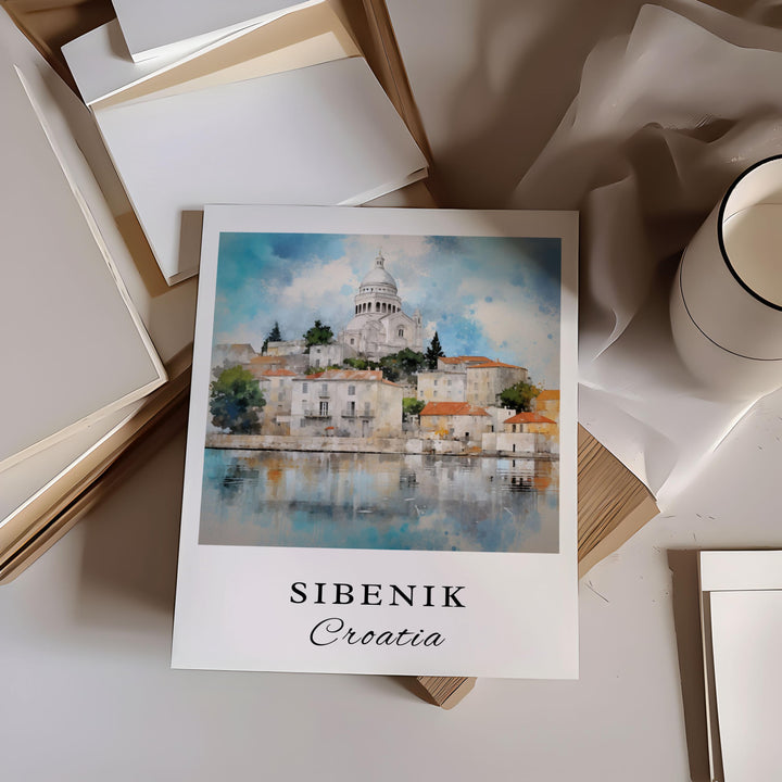 Sibenik Croatia wall art - Croatia, Sibenik poster, Sibenik Wedding gift, Sibenik Birthday present, Custom Text, Personalised Gift