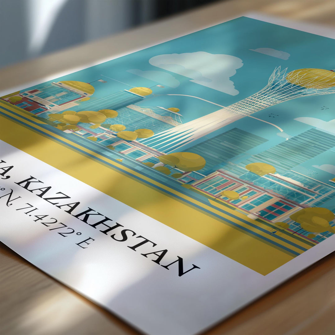 Astana Art, Astana Retro Travel Art, Astana Home Decor, Kazakhstan Gift, Kazakhstan Travel Art, Travel Prints, Housewarming Gift