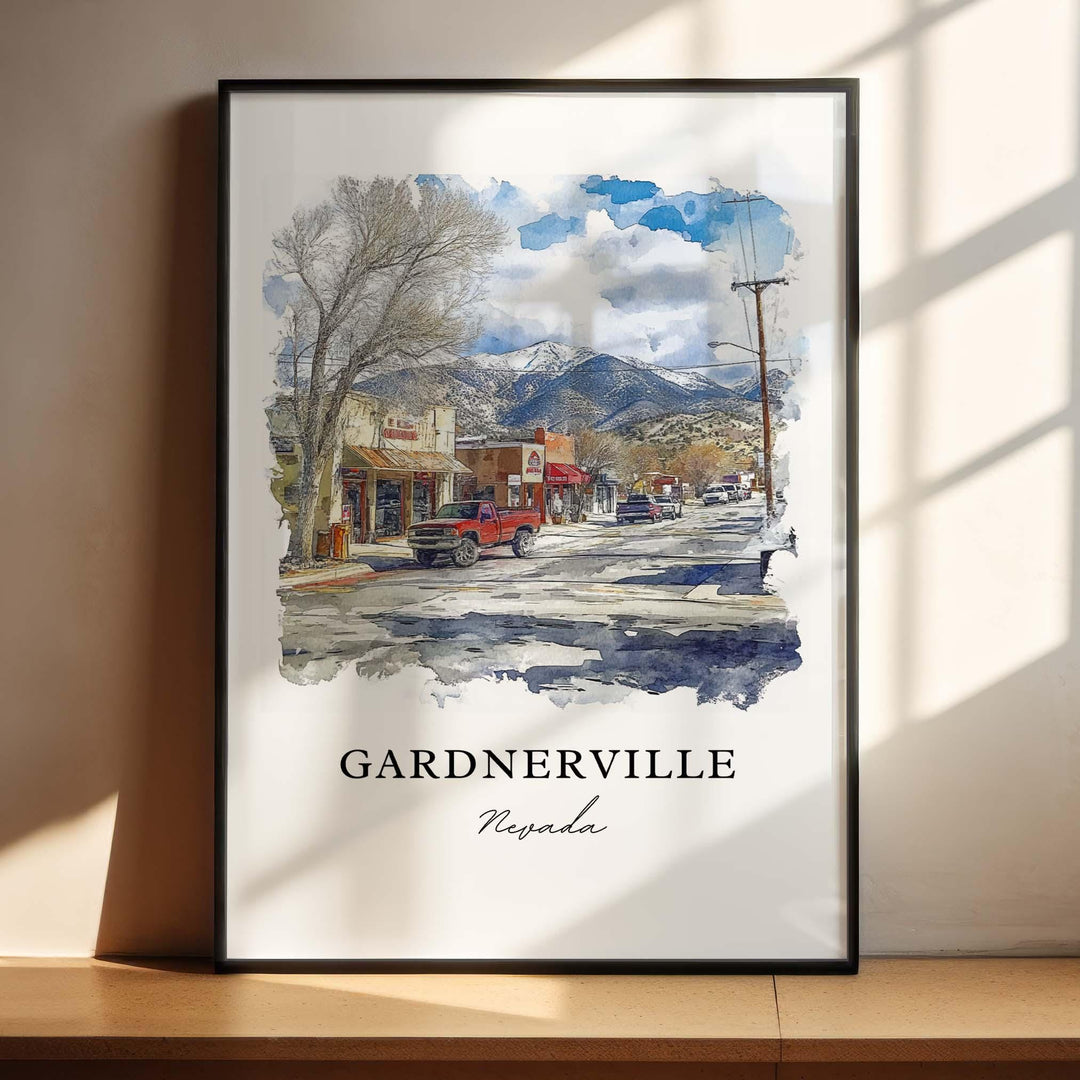 Gardnerville NV Wall Art, Gardnerville Print, Nevada Watercolor, Douglas County Nevada Gift, Travel Print, Travel Poster, Housewarming Gift