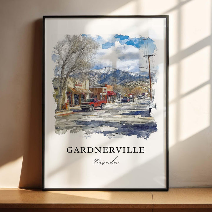 Gardnerville NV Wall Art, Gardnerville Print, Nevada Watercolor, Douglas County Nevada Gift, Travel Print, Travel Poster, Housewarming Gift