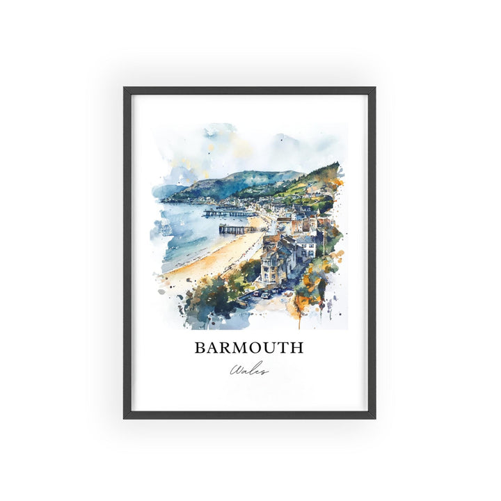 Barmouth Wales Wall Art, Gwynedd UK Print, Wales Watercolor Art, Barmouth Wales Gift, Travel Print, Travel Poster, Housewarming Gift