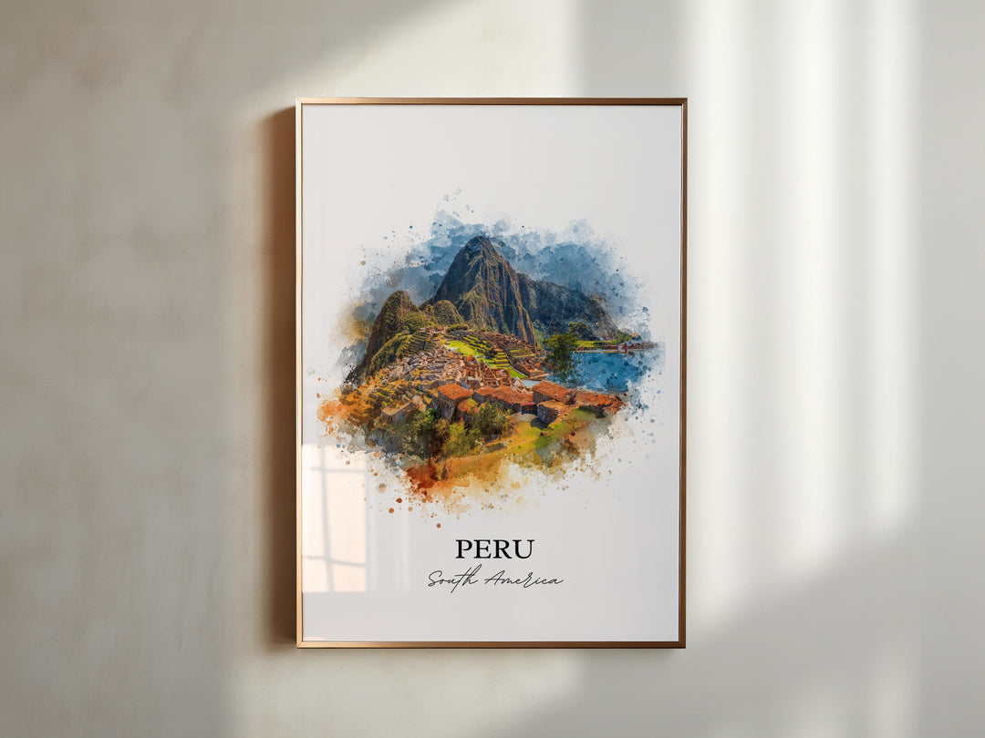 Peru Wall Art, Peru Print, Peru Watercolor Art, Peru Country Gift, Travel Print, Travel Poster, Housewarming Gift
