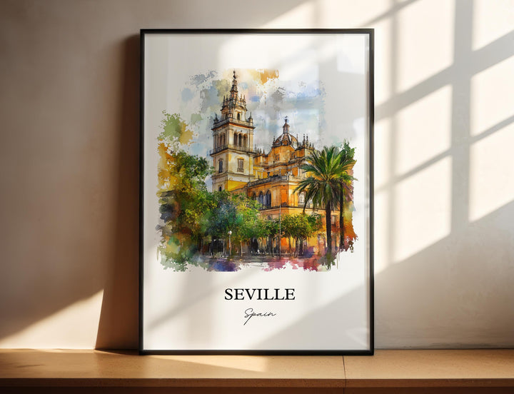 Seville Spain Wall Art, Seville Spain Print, Spain Watercolor Art, Seville Gift, Travel Print, Travel Poster, Housewarming Gift