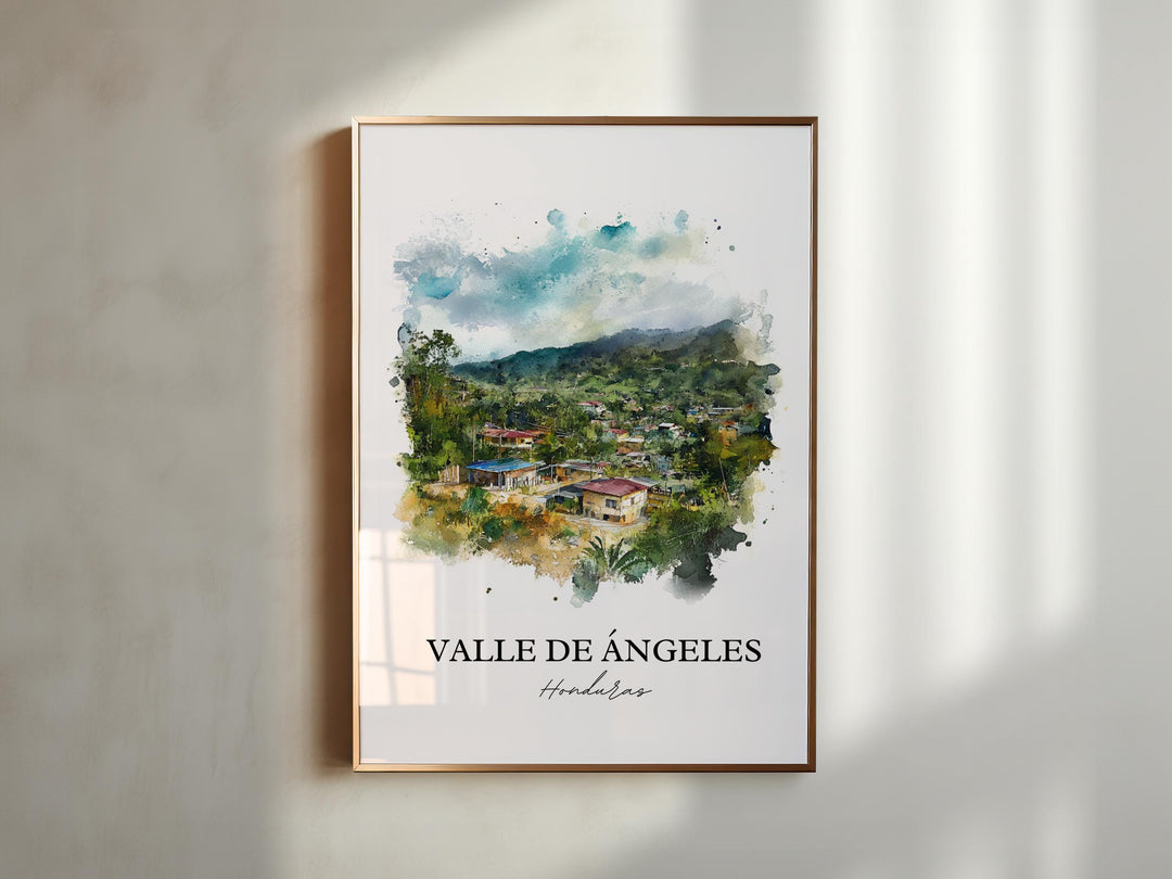Valle de Ángeles Wall Art, Honduras Print, Honduras Watercolor Art, Valle de Ángeles Gift, Travel Print, Travel Poster, Housewarming Gift