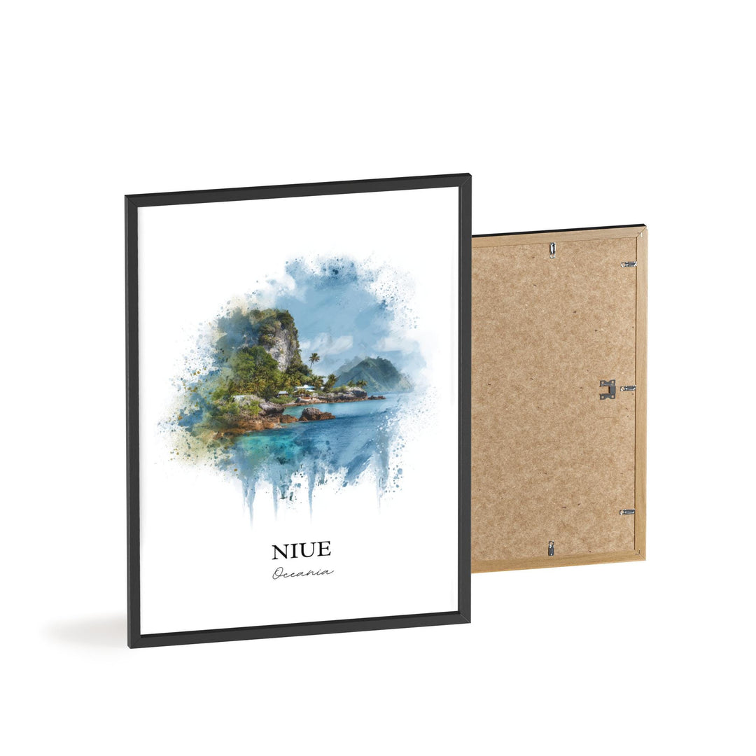 Niue Wall Art, Niue Print, Niue Watercolor Art, Niue Island Gift, Travel Print, Travel Poster, Housewarming Gift