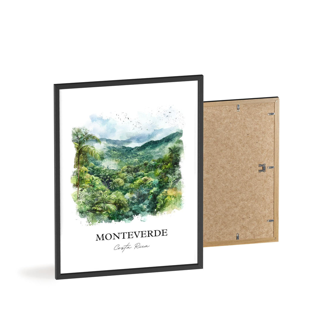 Monteverde Wall Art, Puntarenas Print, Costa Rica Watercolor Art, Monteverde CR Gift, Travel Print, Travel Poster, Housewarming Gift
